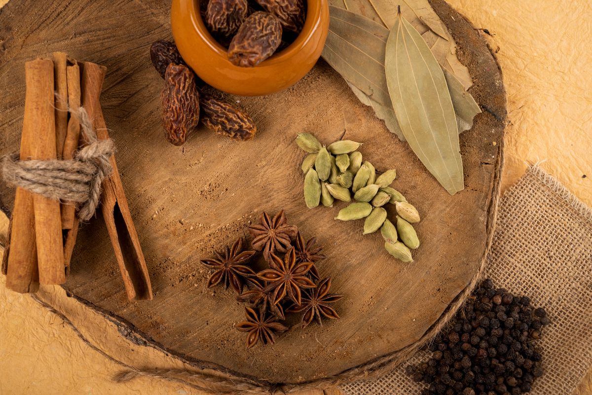 Indian spices including cardamom (elaichi) used in mouth freshener and pan masala blends